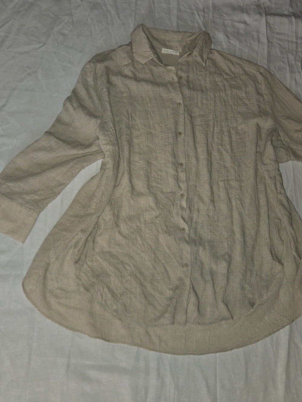 Light Beige Button-Up  Tunic - Picture 2 of 7